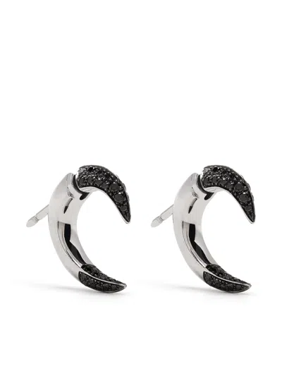 Shaun Leane 18kt White Gold Small Talon Black Diamond Earrings In Silver