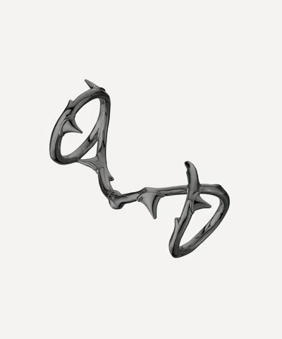 Shaun Leane Black Rhodium Silver Rose Thorn Hinged Ring