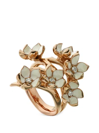 Shaun Leane Cherry Blossom Diamond And Frehwater Pearl Ring In Gold