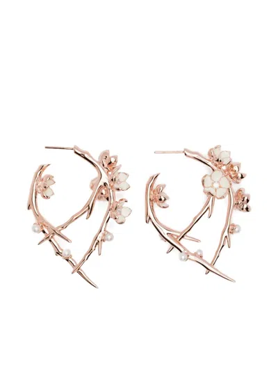 Shaun Leane Cherry Blossom Diamond Hoop Earrings In Gold