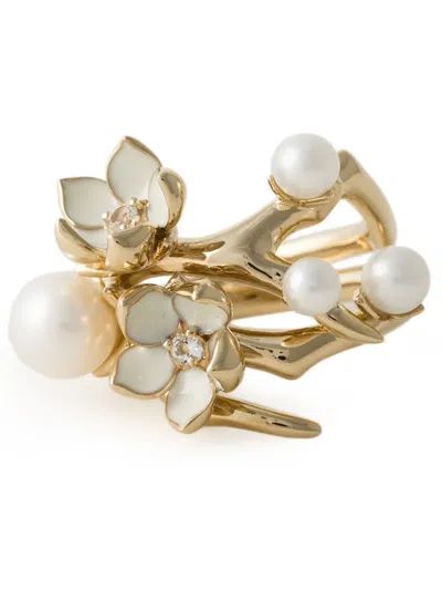 Shaun Leane Cherry Blossom Flower Ring In Metallic