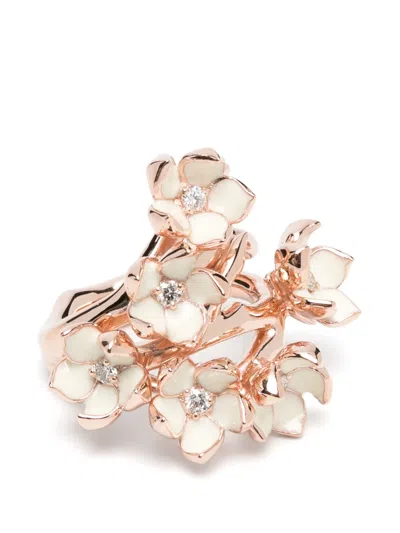 Shaun Leane Cherry Blossom Full Flower Diamond Ring In Gold