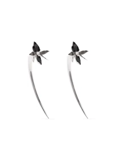 Shaun Leane Diamond Orchid Hook Earrings In Metallic