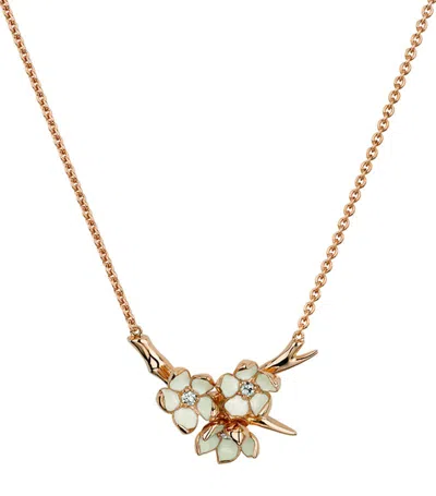 Shaun Leane Gold Vermeil And Diamond Cherry Blossom Flower Posey Necklace In Rose Vermeil