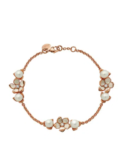 Shaun Leane Gold Vermeil, Diamond And Pearl Cherry Blossom 3 Flower Bracelet