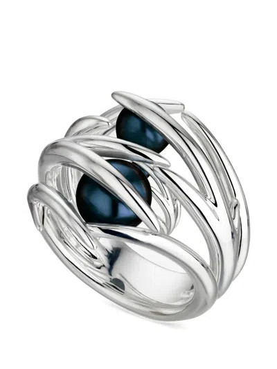 Shaun Leane Hooked Black Pearl Ring In Metallic