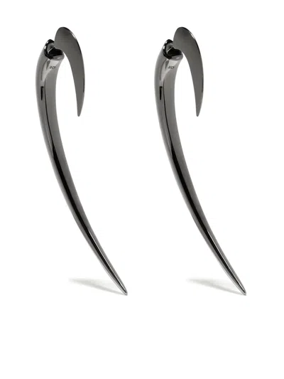Shaun Leane Large Hook Earrings In Silver Black Rhodium