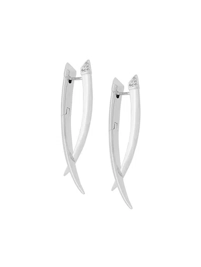 Shaun Leane Sabre Diamond Crossover Earrings In Silver