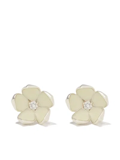 Shaun Leane Silver Cherry Blossom Diamond Large Flower Stud Earrings In Sterling Silver