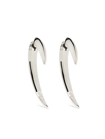Shaun Leane Silver Diamond Hook Earrings In Sterling Silver