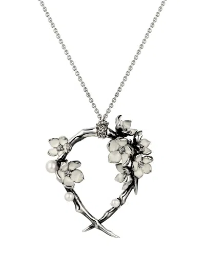 Shaun Leane Sterling Silver Cherry Blossom Diamond And Pearl Necklace In Gold