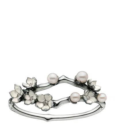 Shaun Leane Sterling Silver, Diamond And Pearl Cherry Blossom Bangle