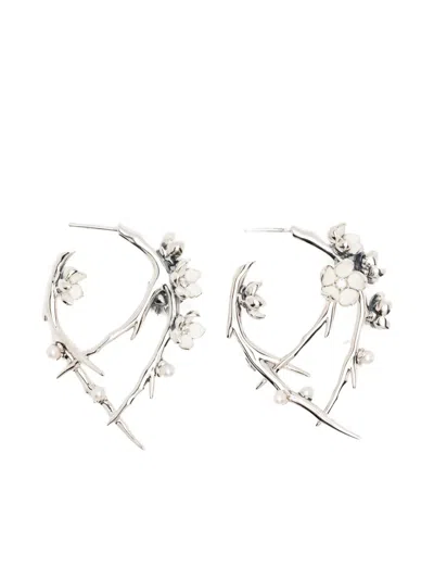Shaun Leane Sterling Silver Multi-stone Flower Earrings In Metallic