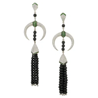 Pre-owned Shaun Leane Tribal 2.44 Carat Tsavorite Diamond Gold Dangle Chandelier Earrings In Multi