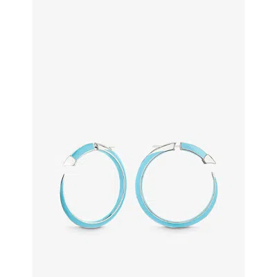 Shaun Leane Womens Silver Sabre Solis Sterling-silver And Enamel Hoop Earrings