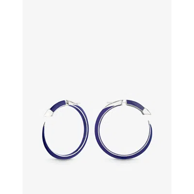 Shaun Leane Womens Silver Sabre Solis Sterling-silver And Enamel Hoop Earrings