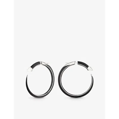 Shaun Leane Womens Silver Sabre Solis Sterling-silver And Enamel Hoop Earrings