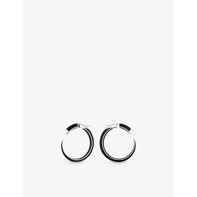 Shaun Leane Womens Silver Sabre Solis Sterling-silver And Enamel Hoop Earrings