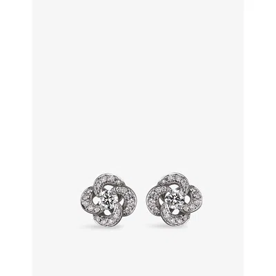 Shaun Leane Womens 18ct White Gold Entwined Petal 18ct White-gold And 0.10ct Diamond Stud Earrings