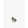 Shaun Leane Womens Black Orchid 2 Flower Yellow Gold Vermeil-plated 925 Sterling Silver And Diamond Ring
