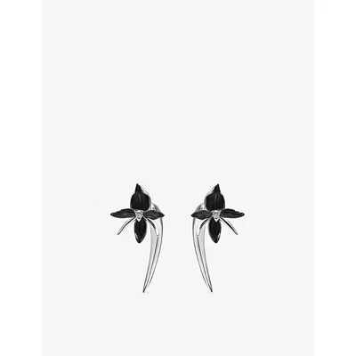 Shaun Leane Womens Black Orchid Talon Sterling Silver And Diamond Drop Earrings