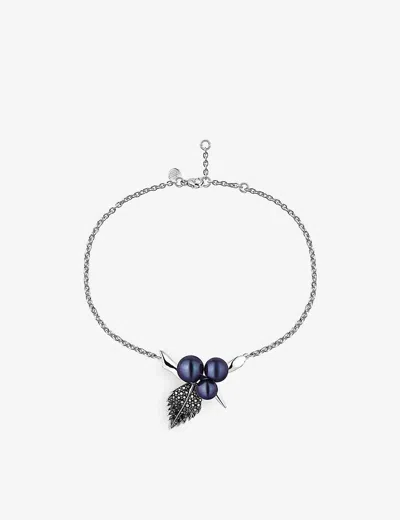 Shaun Leane Womens Blackthorn Sterling-silver, Black Pearl And Black Spinel Bracelet