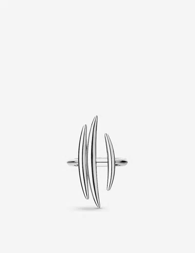 SHAUN LEANE WOMENS QUILL STERLING SILVER TRIPLE BAR RING,30447946
