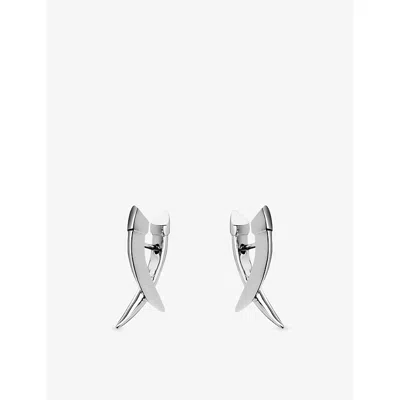 Shaun Leane Womens Sabre Cross-over Sterling-silver Earrings In Metallic