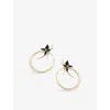 Shaun Leane Womens Yellow Gold Vermeil Black Orchid Flower 18ct Yellow-gold Vermeil And Diamond Hoop Earrings In Gold