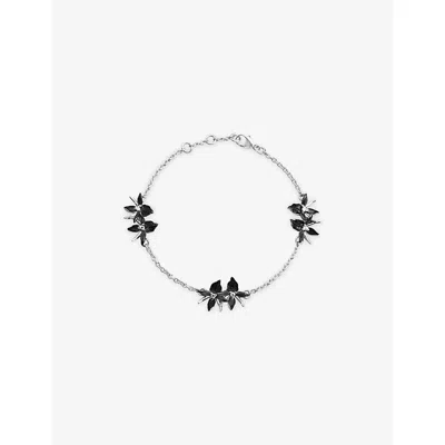 Shaun Leane Womens Black Orchid Flower Sterling-silver And Diamond Bracelet
