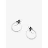 Shaun Leane Womens Black Orchid Flower Sterling-silver And Diamond Hoop Earrings In Metallic