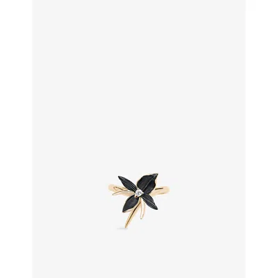 Shaun Leane Womens Yellow Gold Vermeil Black Orchid Sterling-silver, Yellow-gold Vermeil And 0.05ct Diamond Flow