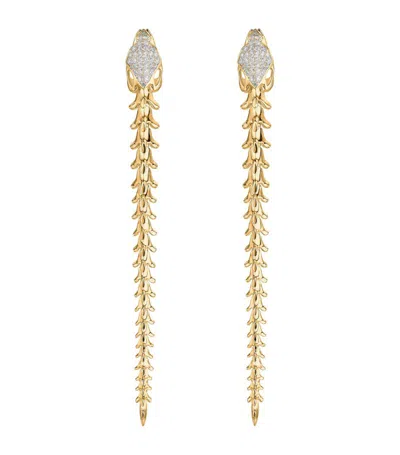 Shaun Leane Yellow Gold Vermeil And Diamond Serpent's Trace Long Drop Earrings