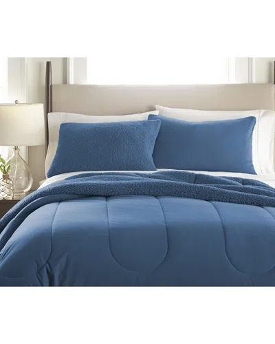 Shavel Home Micro Flannel® Reverse To Sherpa Comforter Set In Blue