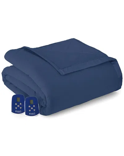 Shavel Home Products Micro Flannel 7 Layers Of Warmth Electric Blanket In Blue