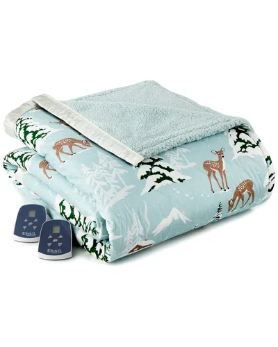 Shavel Home Products Micro Flannel¨ Reverse To Sherpa Electric Blanket In Blue