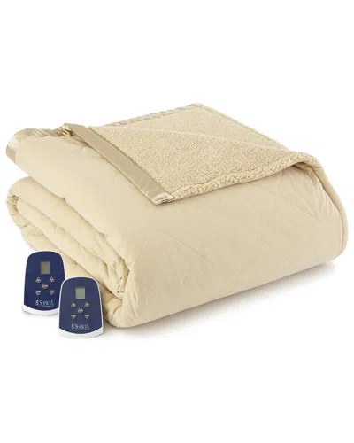 Shavel Home Products Micro Flannel Reverse To Sherpa Electric Blanket In Brown