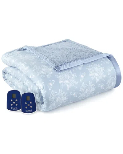 Shavel Home Products Micro Flannel Reverse To Sherpa Electric Blanket In Blue