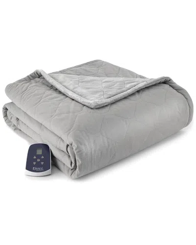 Shavel Home Products Micro Flannel Reverse To Ultra Velvet Heated Throw