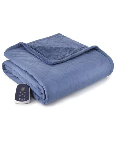 Shavel Home Products Micro Flannel Reverse To Ultra Velvet Heated Throw