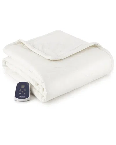 Shavel Home Products Micro Flannel Reverse To Ultra Velvet Heated Throw