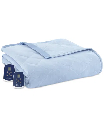 Shavel Micro Flannel 7 Layers Of Warmth Twin Electric Blanket Bedding In Wedgewood