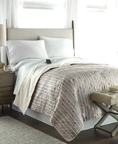 Shavel Micro Flannel 7 Layers Of Warmth Queen Electric Blanket In Cardinal