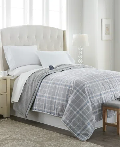 Shavel Reversible Micro Flannel To Sherpa Full Electric Blanket In Amethyst