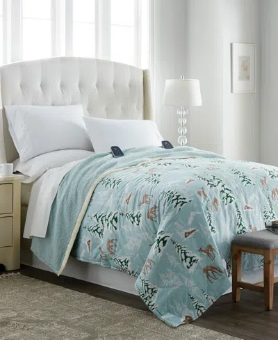 Shavel Reversible Micro Flannel To Sherpa Queen Electric Blanket In Amethyst