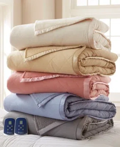 Shavel Reversible Micro Flannel To Sherpa Electric Blankets Bedding In Frosted Rose