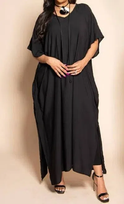 Shawl Dawls Vacay Kaftan Dress In Black
