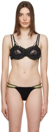 Shawna Wu Ssense Exclusive Black Beaded Bra In Black