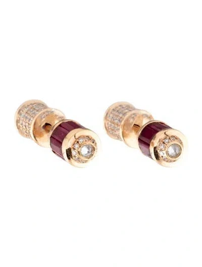 Pre-owned Shay 14k Ruby & Diamond Bullet Stud Earrings In Multicolor