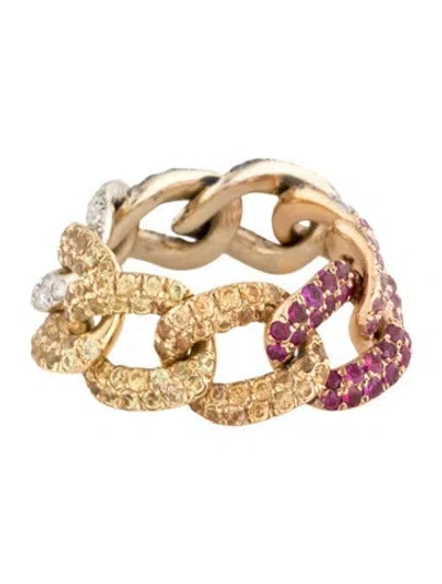 Pre-owned Shay 18k 2.64ctw Sapphire, Ruby & Diamond Rainbow Essential Link Eternity Band In Multicolor